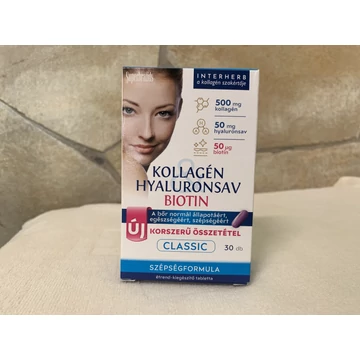Interherb Kollagén 500 mg, hialuronsav 50 mg, biotin 50 µg 30 db