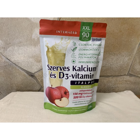 Interherb szerves kalcium és D3 vitamin italpor  90 adag 270 g  