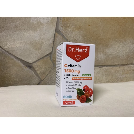 Dr Herz C-vitamin 1500 mg + D3 + ZN csipkebogyó + acerola 60 db filmtabletta RETARD 