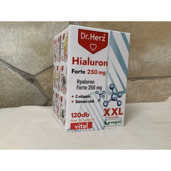 Dr Herz Hialuron forte 250 mg + C-vitamin + szerves cink  XXL 120 db kapszula